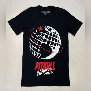 Pitbull Mr World Wide Graphic T-shirt Women XS Black Short Sleeve Music